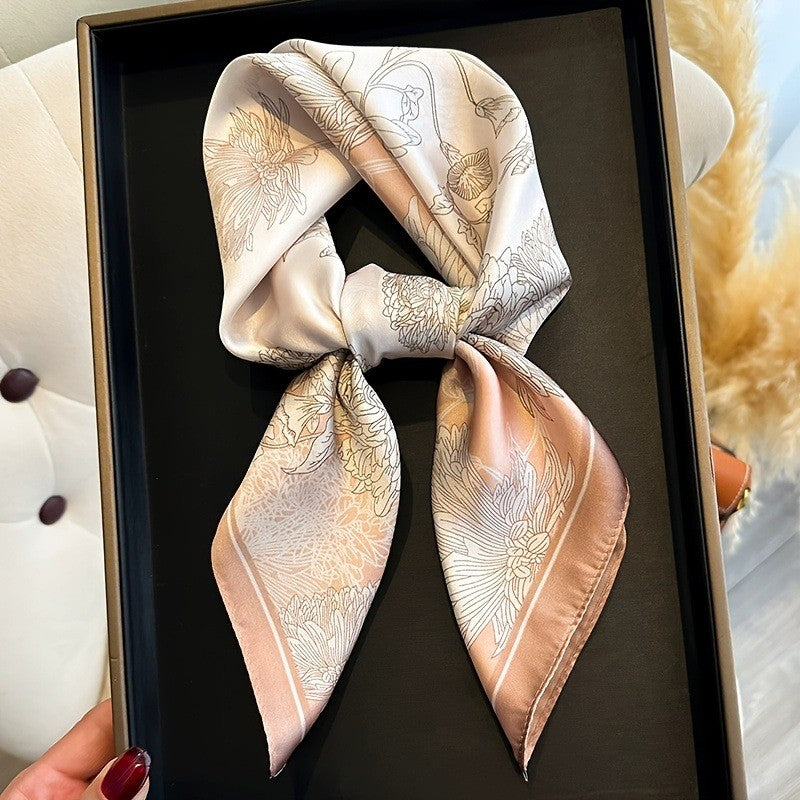 Vintage Inspired Faux Silk Korean Scarf