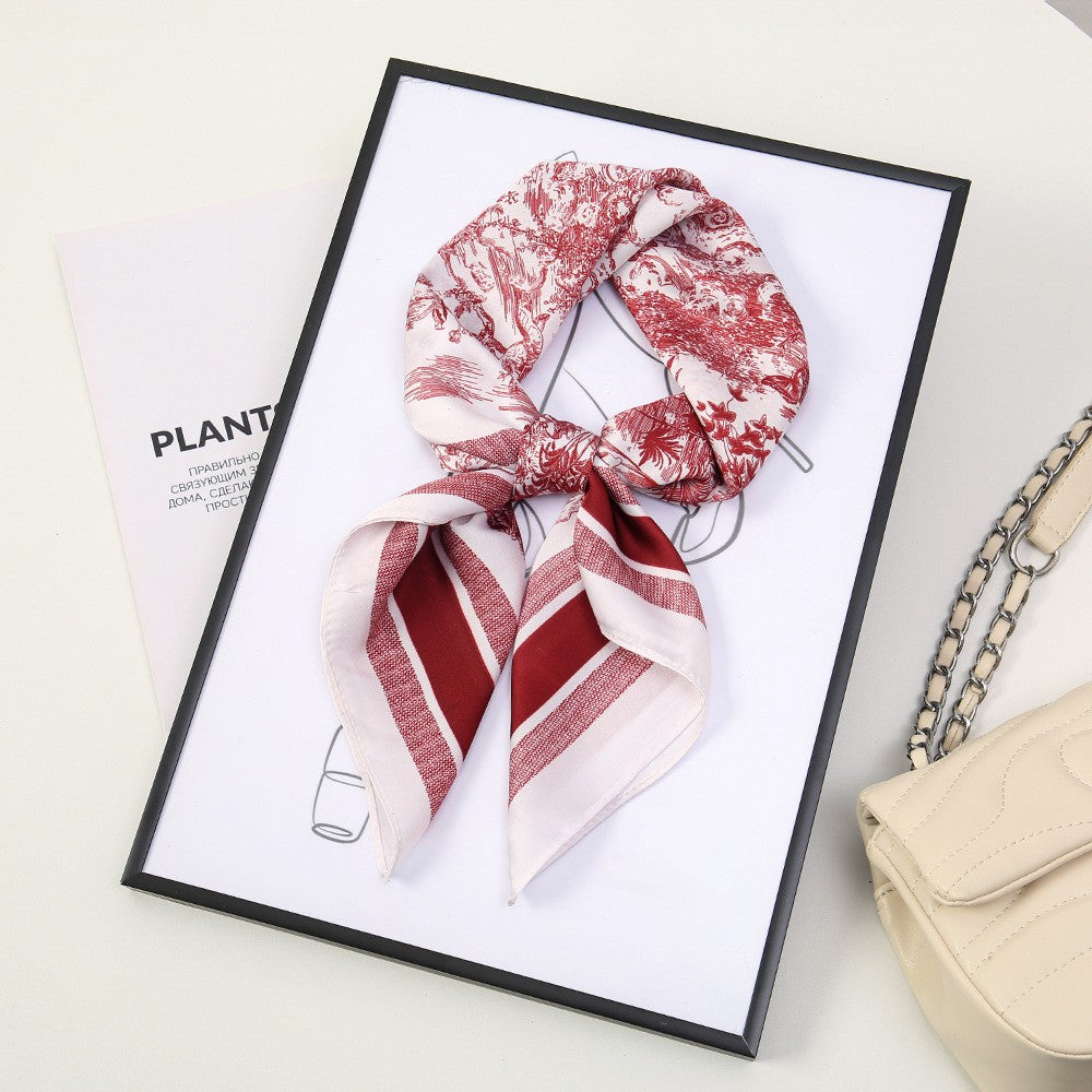 Vintage Inspired Faux Silk Korean Scarf