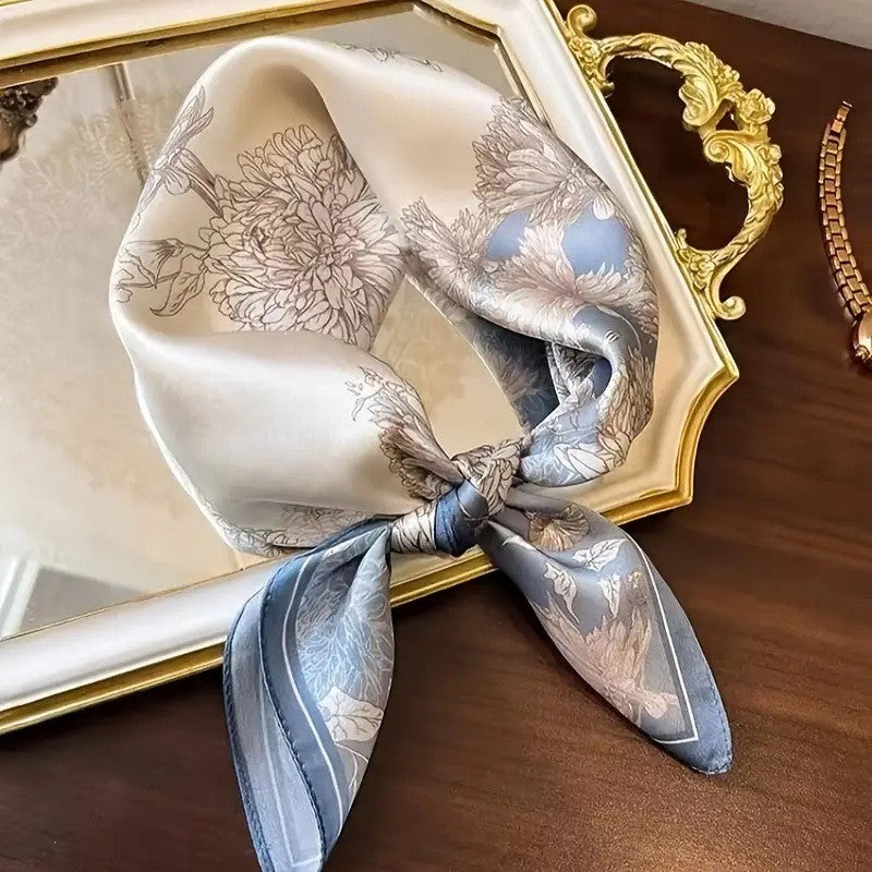 Vintage Inspired Faux Silk Korean Scarf