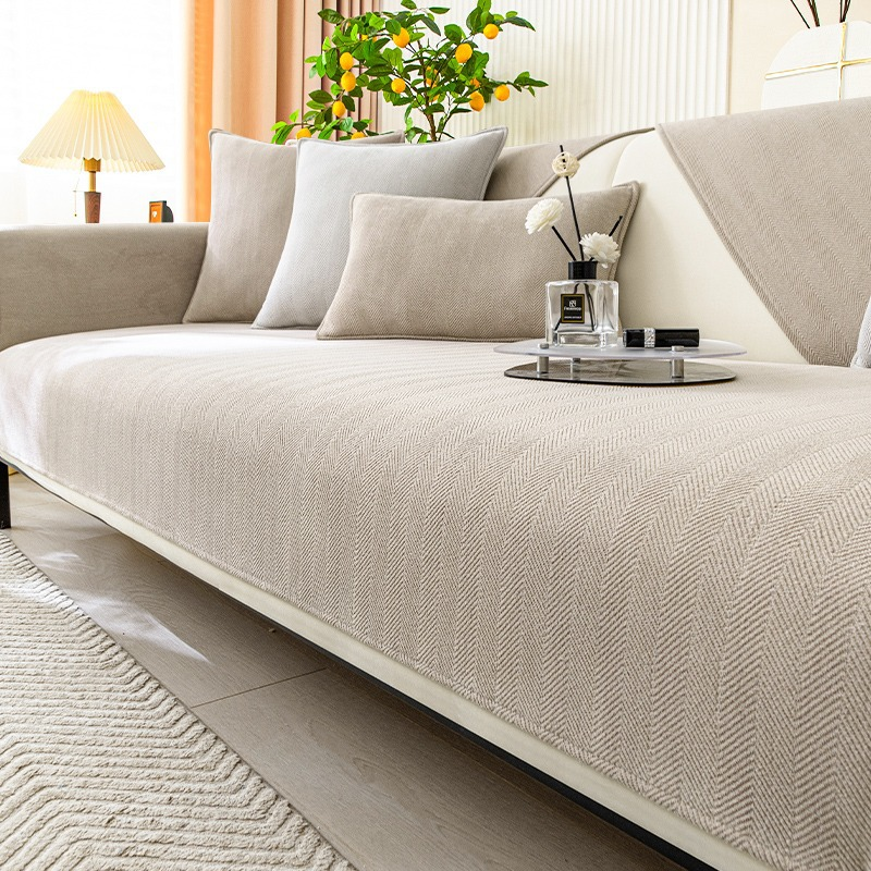 Plush Check Soft Sofa Slipcover Furniture Protector