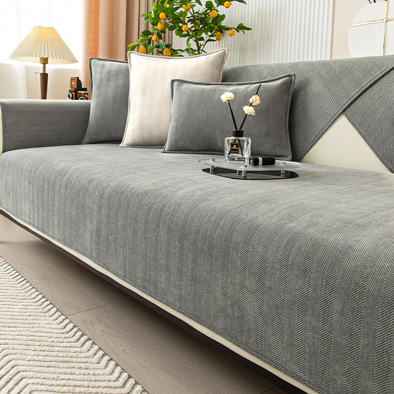 Plush Check Soft Sofa Slipcover Furniture Protector