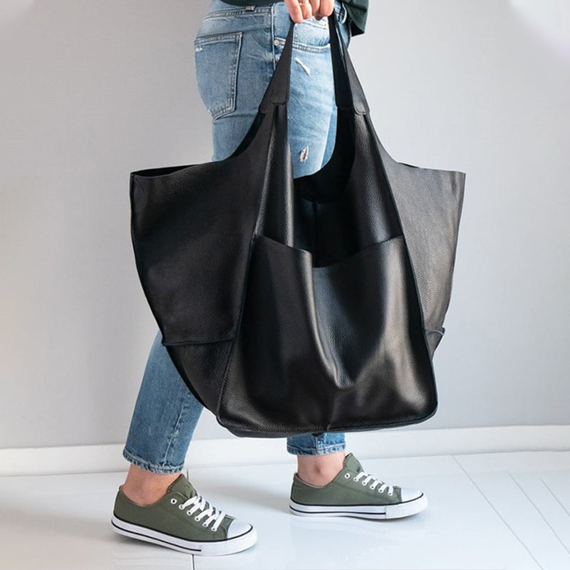 Large Capacity Leather Tote Handbag