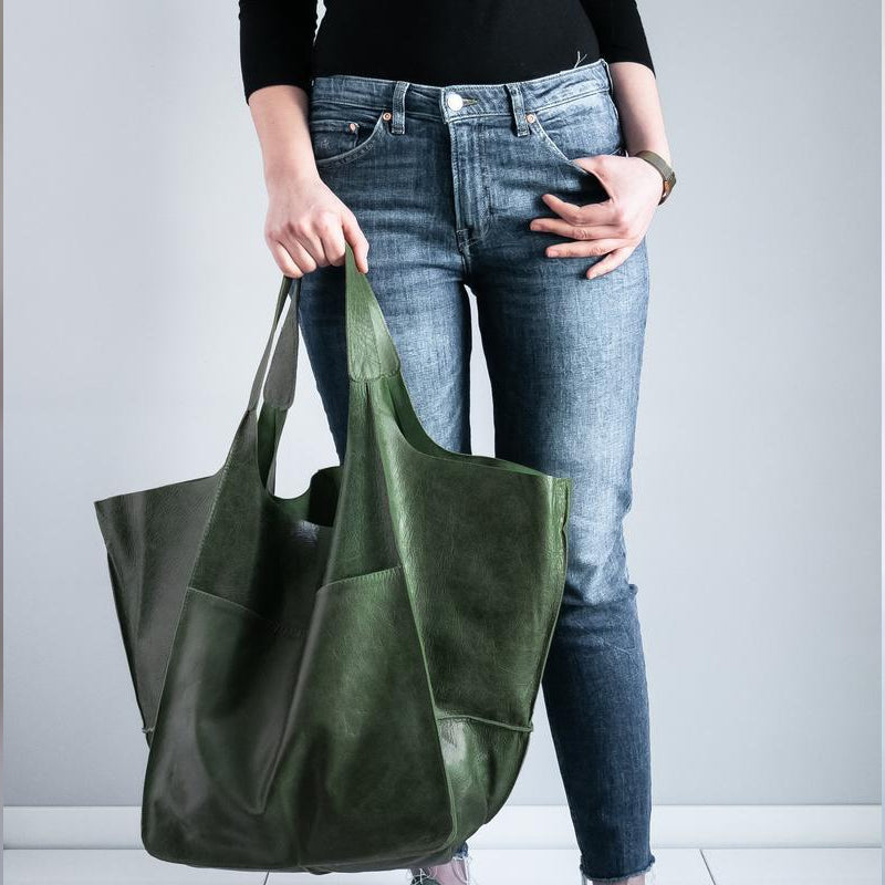 Large Capacity Leather Tote Handbag
