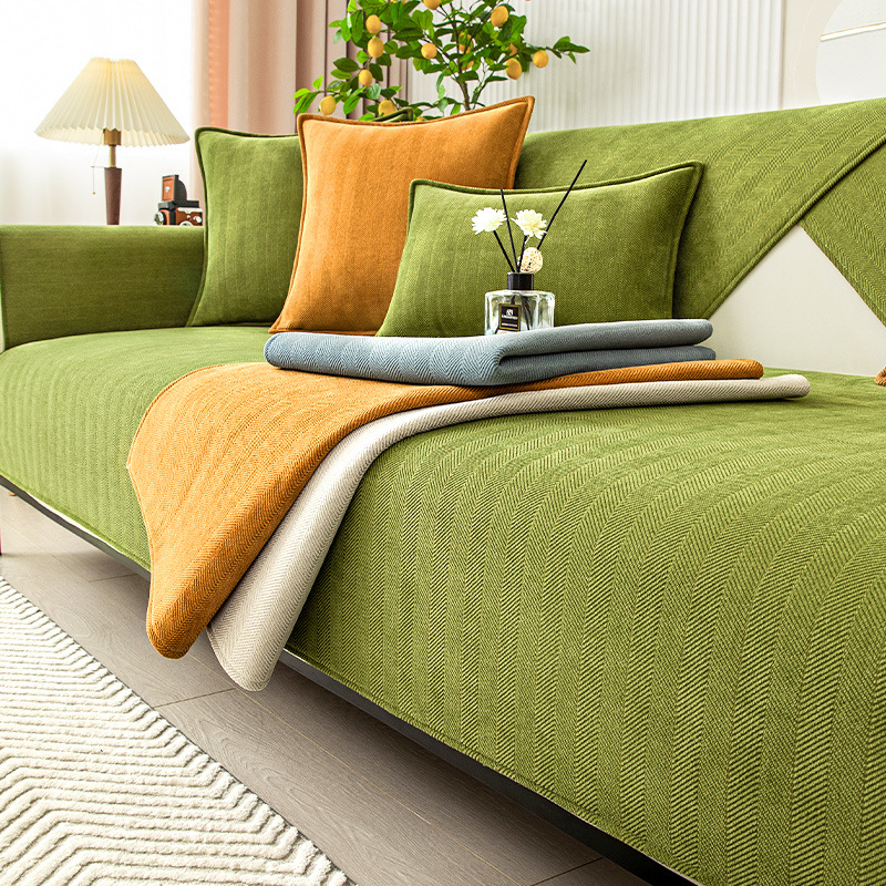 Plush Check Soft Sofa Slipcover Furniture Protector