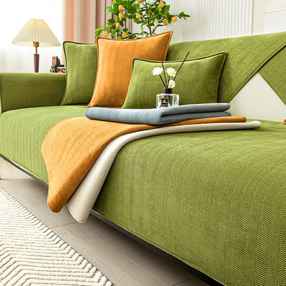 Plush Check Soft Sofa Slipcover Furniture Protector
