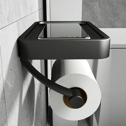 Wall Mount Toilet Paper Holder with Metal Storage Shelf