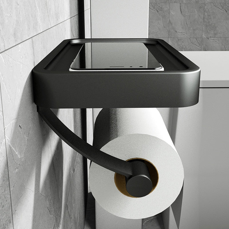 Easy Install Bathroom Paper Holder with Storage