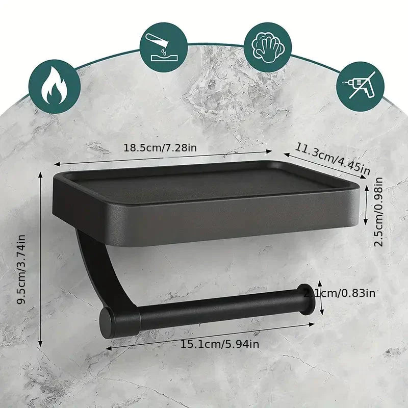 Wall Mount Toilet Paper Holder with Metal Storage Shelf