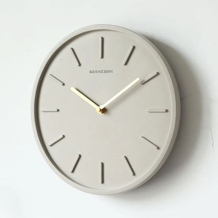 Modern Minimalist Cement Wall Clock with Metal Pendulum