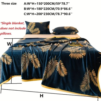 Soft Fleece Blanket with Tropical Leaf Pattern