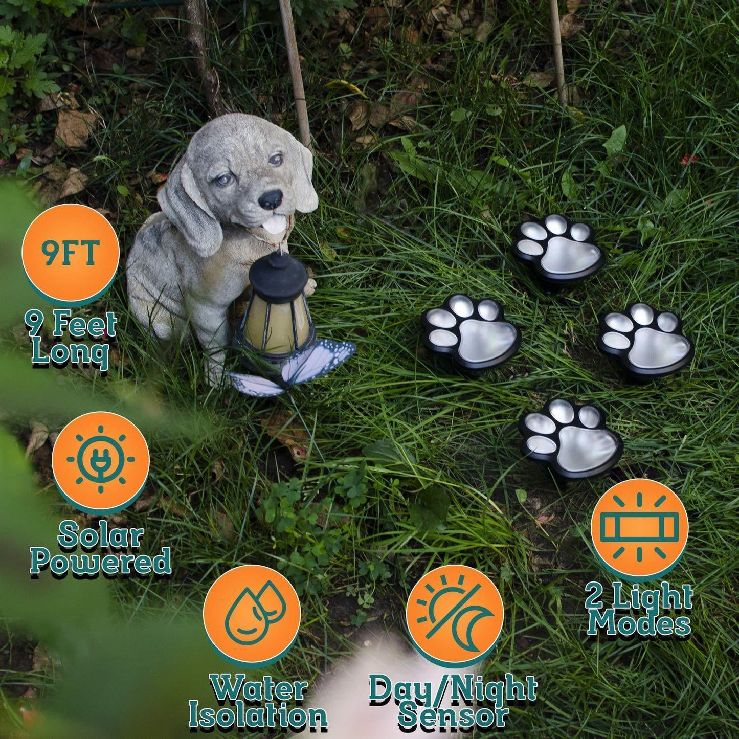 Cute Pet Footprint Solar Yard Lights