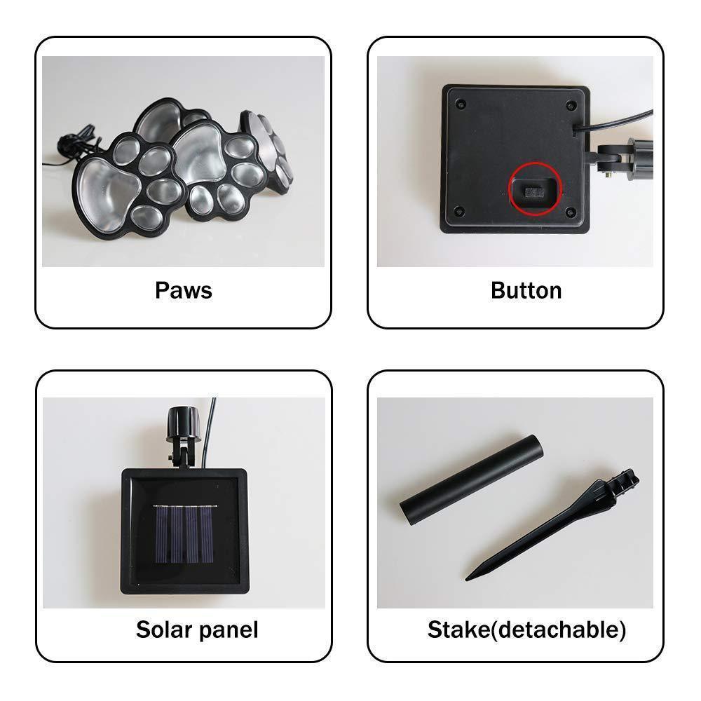 Cute Pet Footprint Solar Yard Lights
