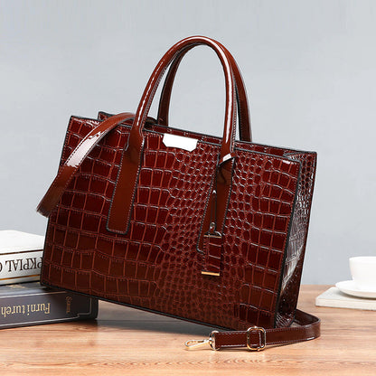 Luxury Croc Pattern Leather Handbag