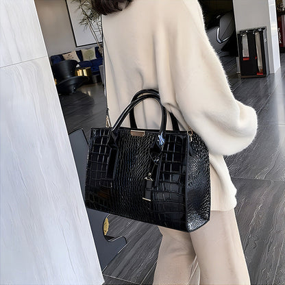 Luxury Croc Pattern Leather Handbag