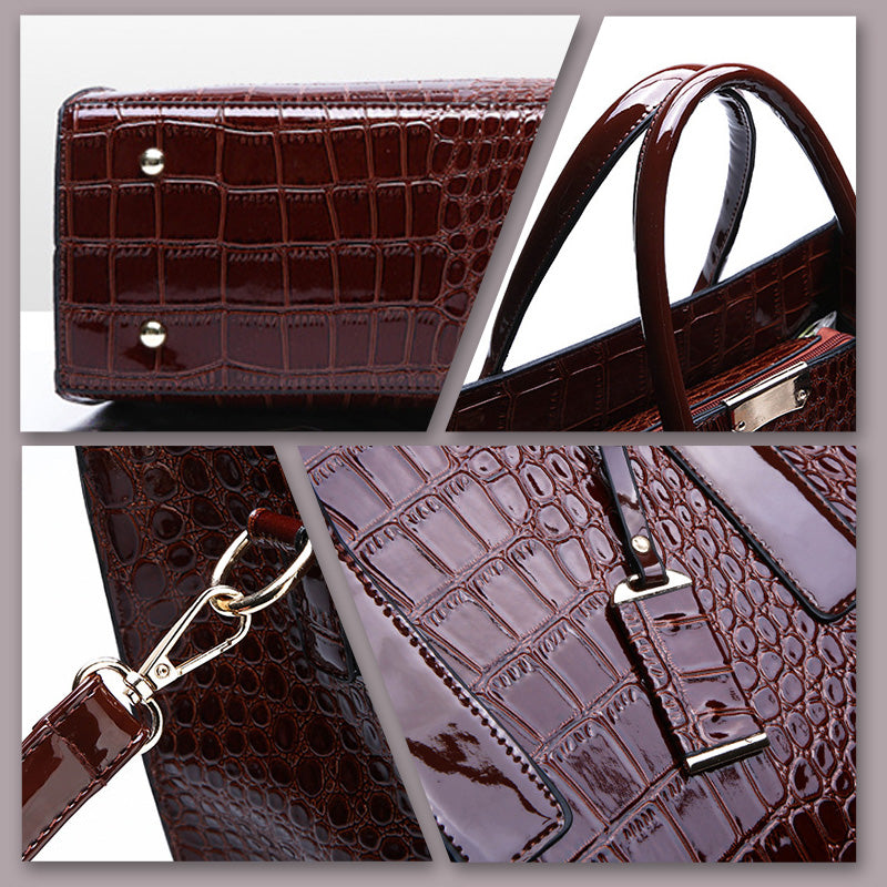Luxury Croc Pattern Leather Handbag