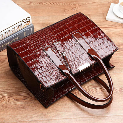 Luxury Croc Pattern Leather Handbag