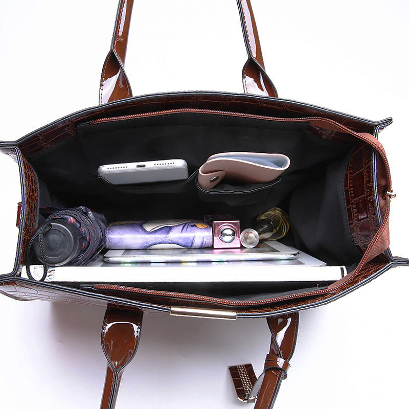 Luxury Croc Pattern Leather Handbag