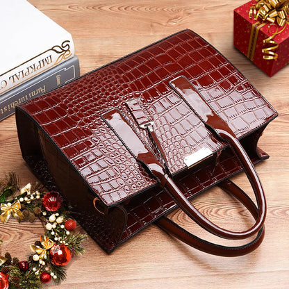 Luxury Croc Pattern Leather Handbag