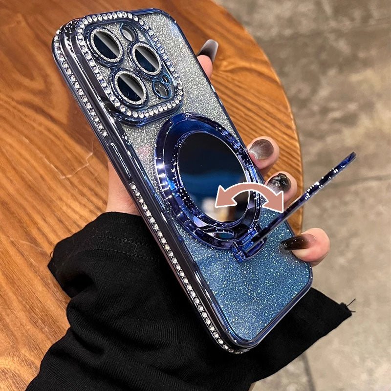 Sparkly Phone Case with Mirror Stand Glitter Cover