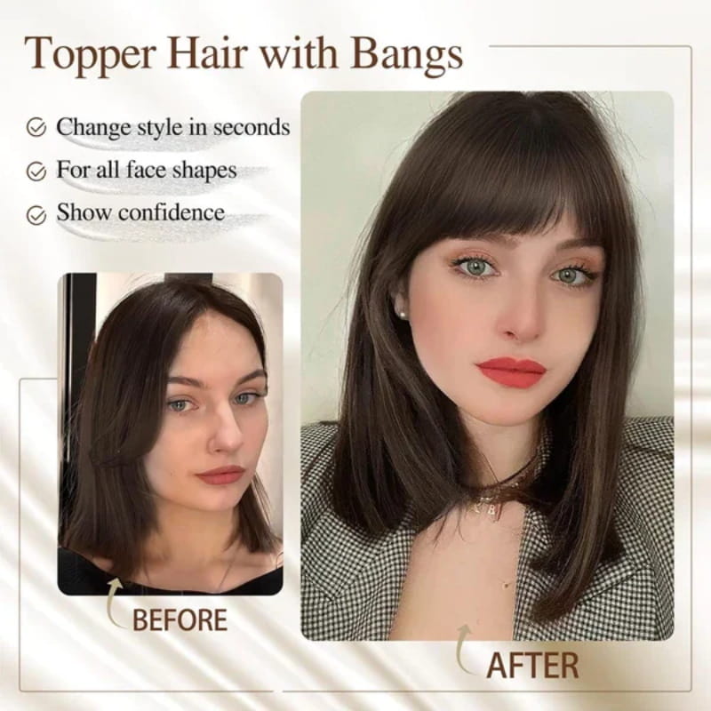 Realistic Hair Extensions with Fringe for Ladies