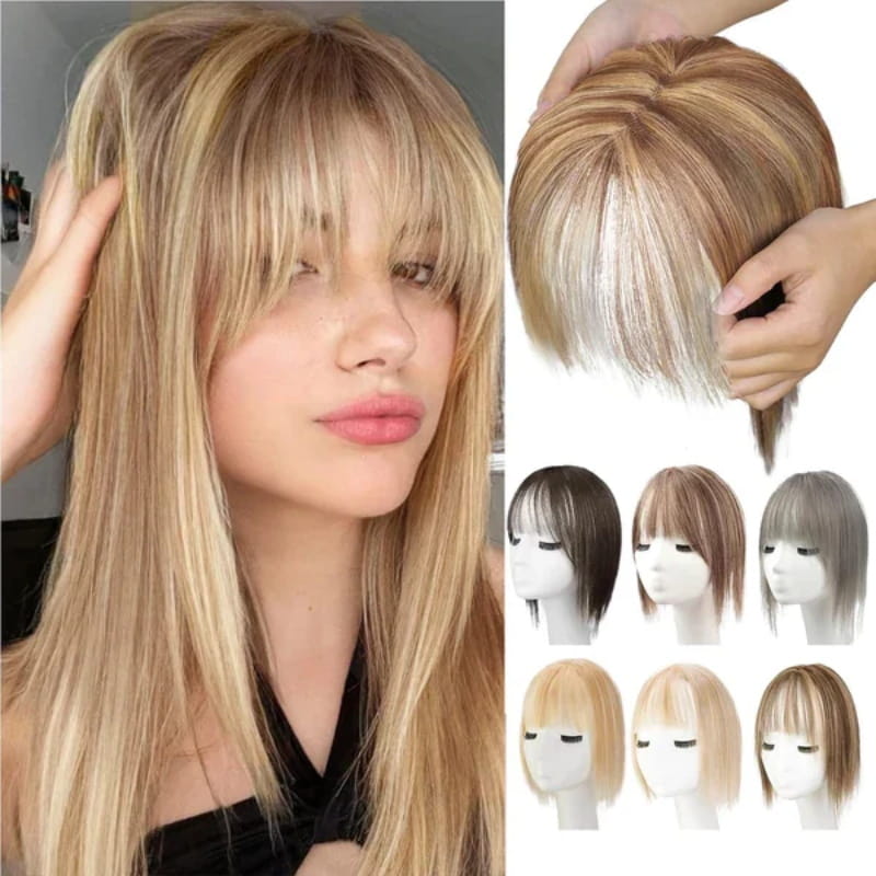 Realistic Hair Extensions with Fringe for Ladies
