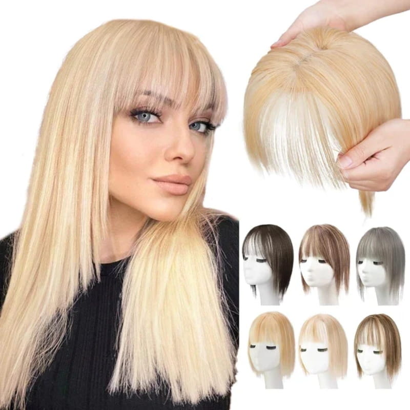Realistic Hair Extensions with Fringe for Ladies - Cofik