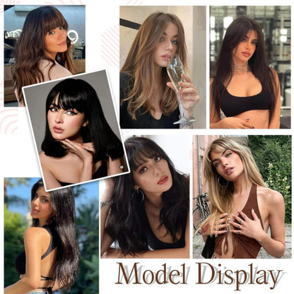 Realistic Hair Extensions with Fringe for Ladies
