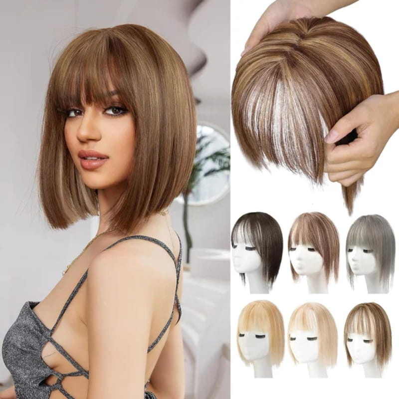 Realistic Hair Extensions with Fringe for Ladies