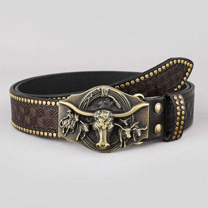 Classic Leather Cowboy Belt