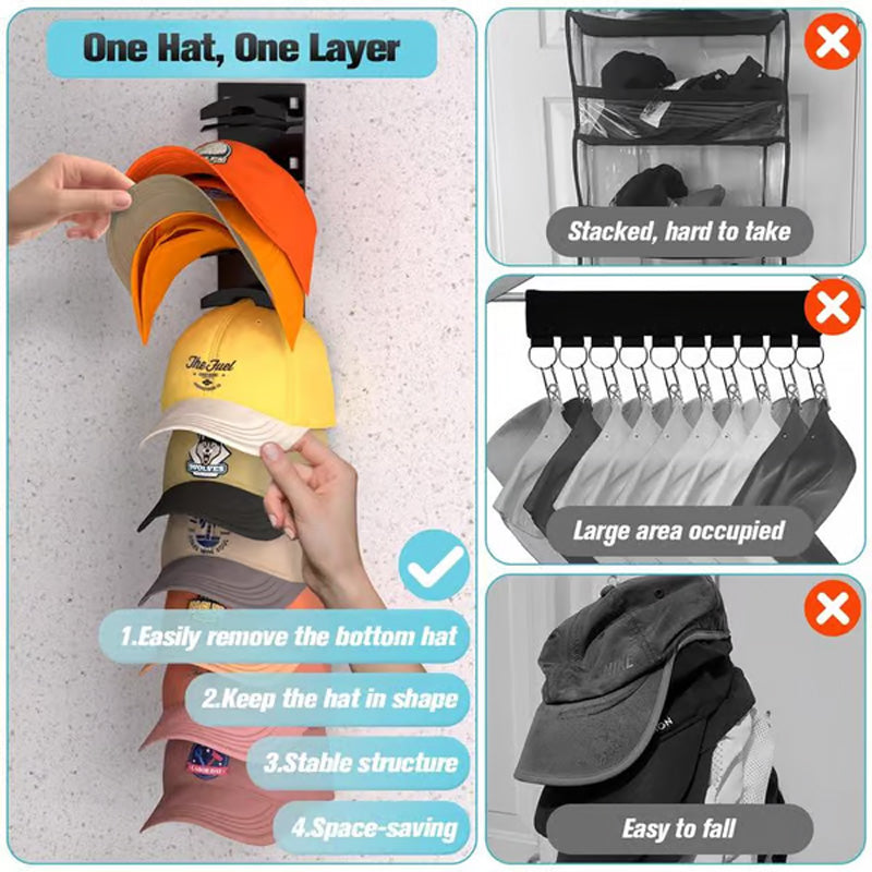 Stackable Baseball Cap Rack with 2 Mounting Styles