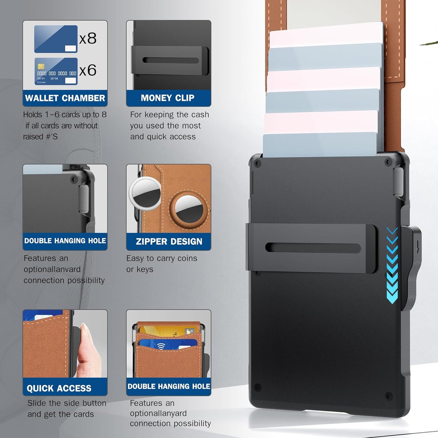 Thin Leather RFID Wallet Credit Card Money Clip Holder