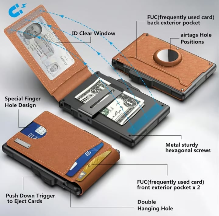 Thin Leather RFID Wallet Credit Card Money Clip Holder