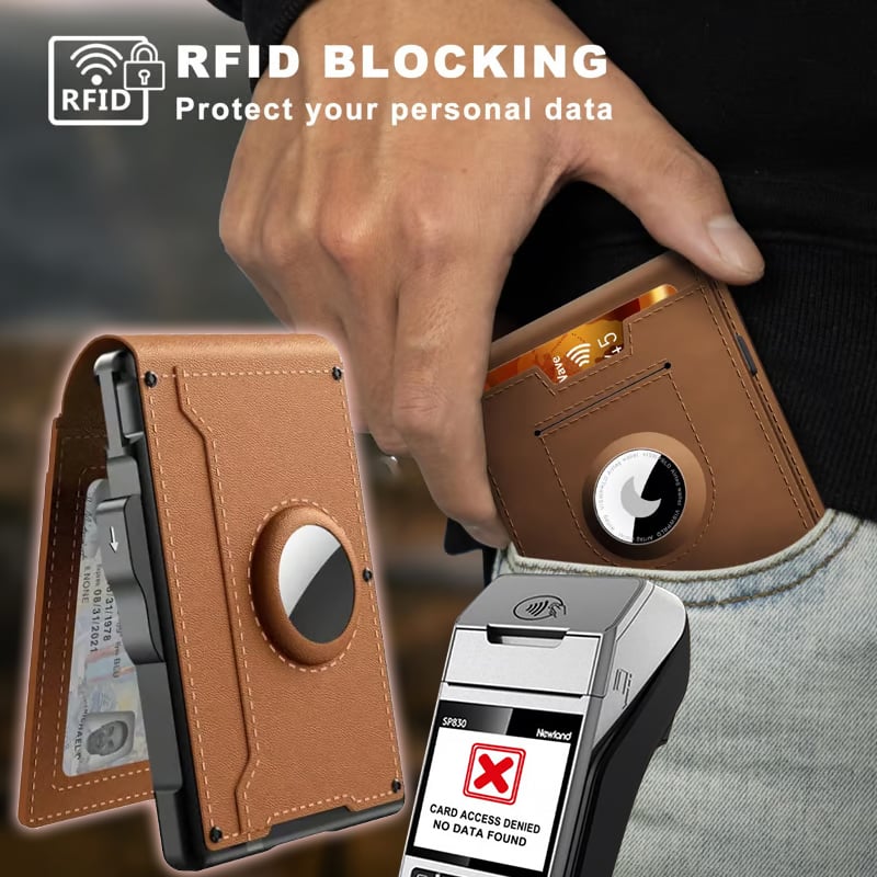 Thin Leather RFID Wallet Credit Card Money Clip Holder