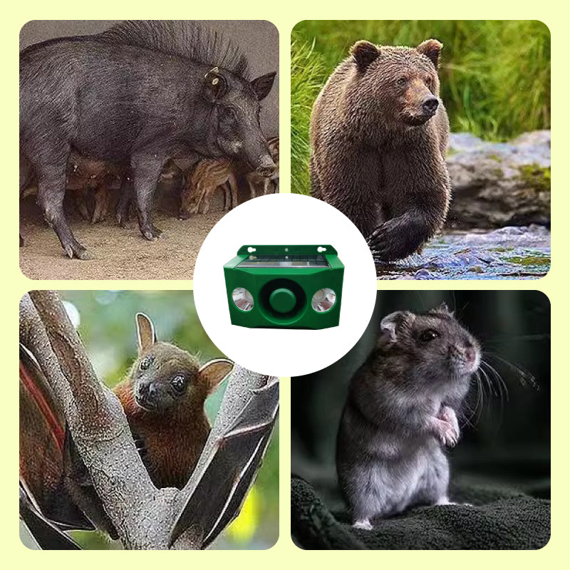Outdoor Solar Powered Animal Repeller with LED Flash