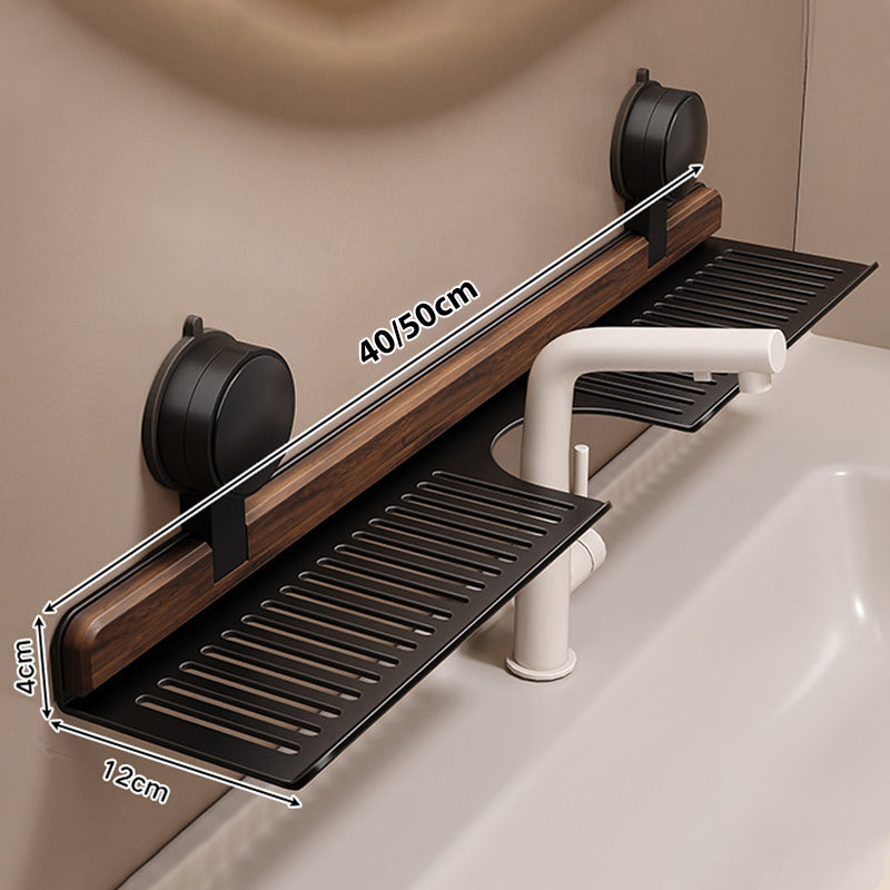 Wall Mounted Walnut Suction Shelf