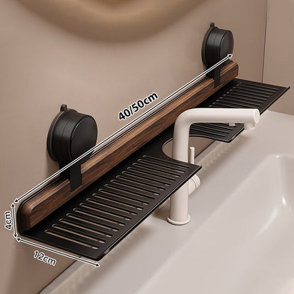 Wall Mounted Walnut Suction Shelf