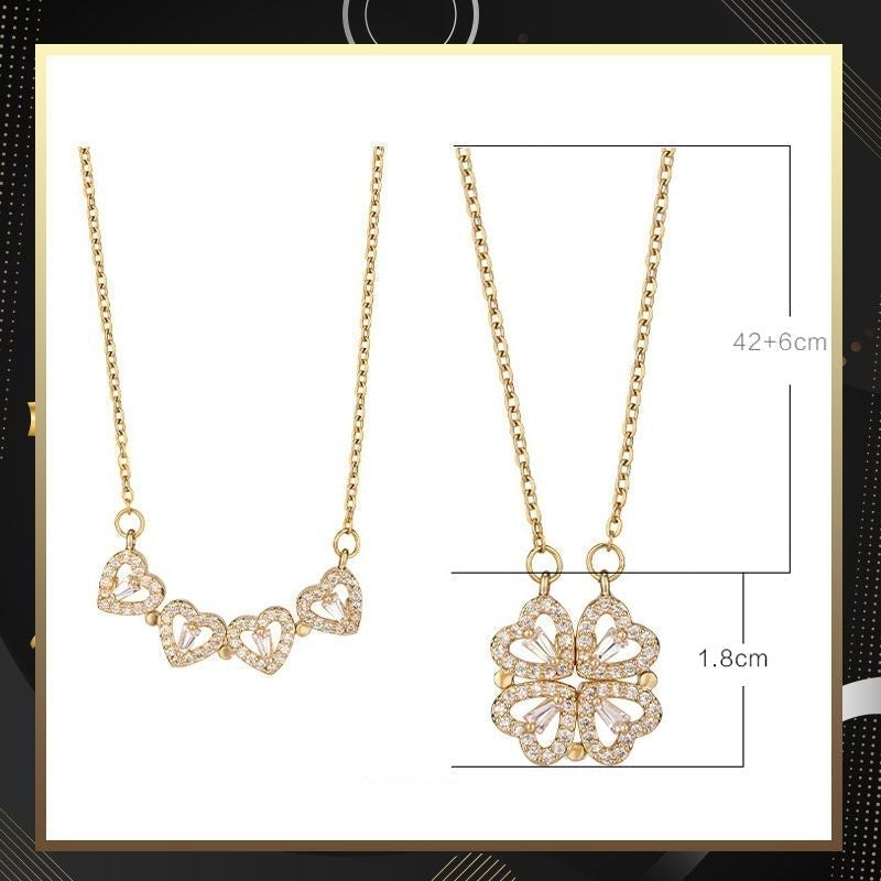Lovely Leaf Heart Pendant Necklace