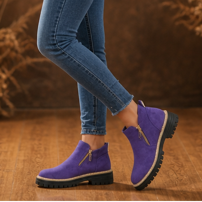 Square-Heel Zip-Up Ankle Boots