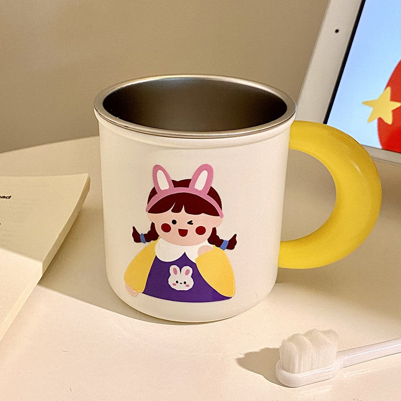 Stainless Steel Coffee Mug with Cheerful Children's Design