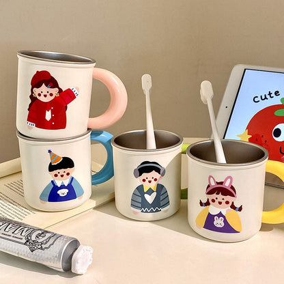 Stainless Steel Coffee Mug with Cheerful Children's Design