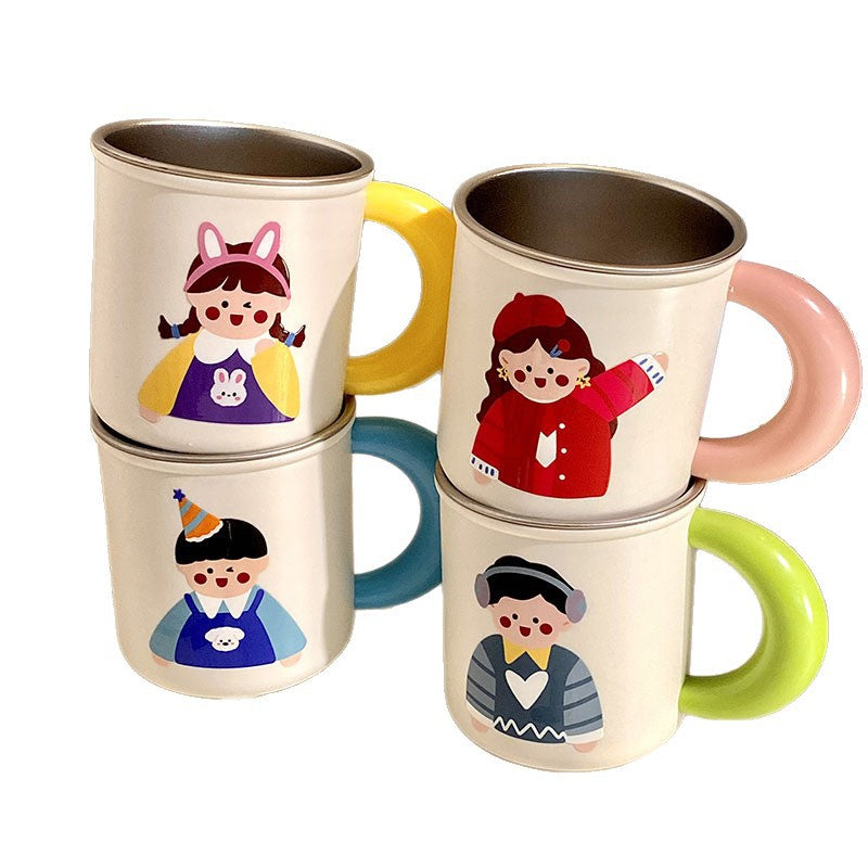Stainless Steel Coffee Mug with Cheerful Children's Design