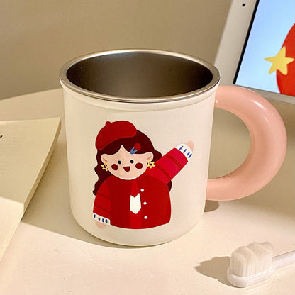 Stainless Steel Coffee Mug with Cheerful Children's Design