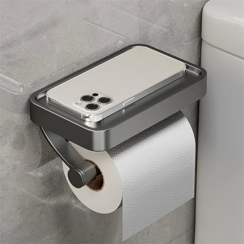 Wall Mounted Toilet Paper Holder with Storage