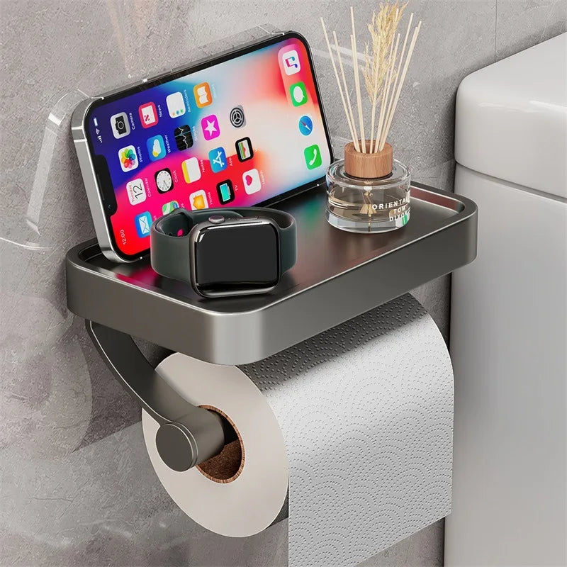 Wall Mounted Toilet Paper Holder with Storage