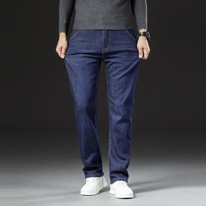 Straight Men's Pants in Lamb Leather Denim Style