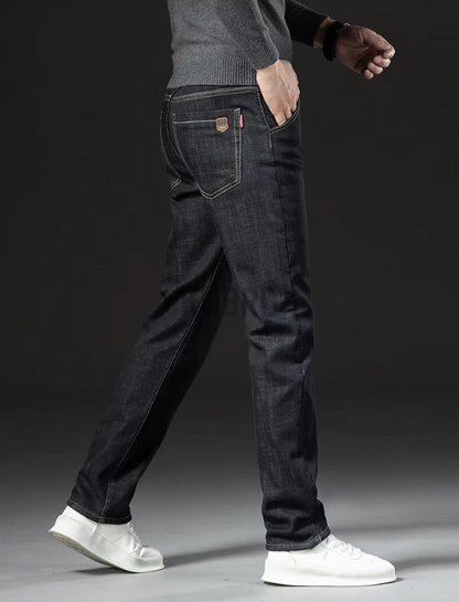 Straight Men's Pants in Lamb Leather Denim Style