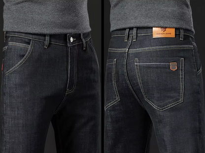 Straight Men's Pants in Lamb Leather Denim Style
