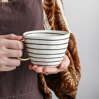 Unique Geometric Mug with Gold Accent Handle