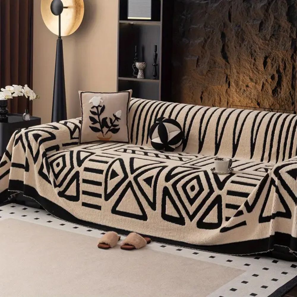 Stylish Patterned Fabric Couch Cover