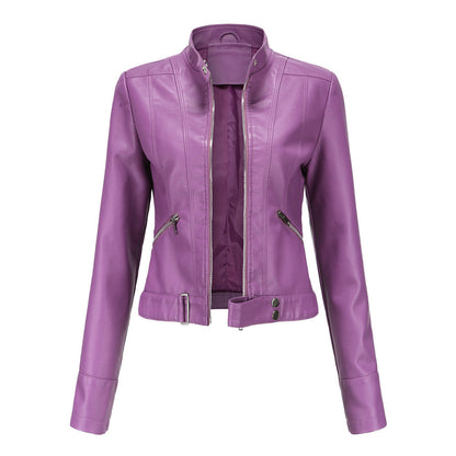 Stylish Women's Leather Jacket with Classic Design
